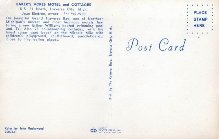 Bakers Acres Motel and Cottages (Waterfront Inn, Tamarack Lodge, Bakers Acres) - Old Postcard Photo